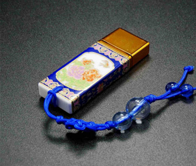 中國風(fēng)景泰藍(lán)陶瓷u盤 景泰藍(lán)陶瓷u盤制作廠家