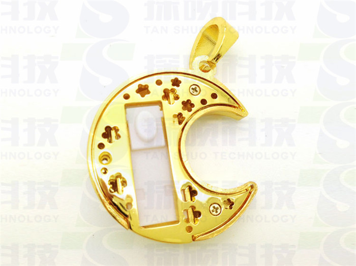 創(chuàng)意時(shí)尚項(xiàng)鏈?zhǔn)皆铝林閷歎盤禮品  月亮珠寶U盤制作工廠