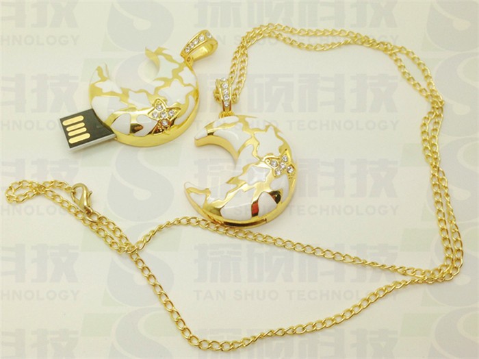 珠寶U盤,項(xiàng)鏈?zhǔn)経盤,月亮型珠寶U盤