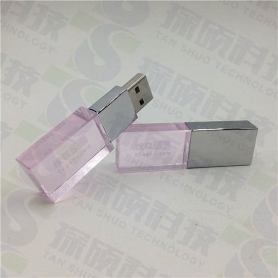 粉色水晶U盤,新款發(fā)光U盤定制,搜狐視頻禮品U盤,透明U盤定做廠家