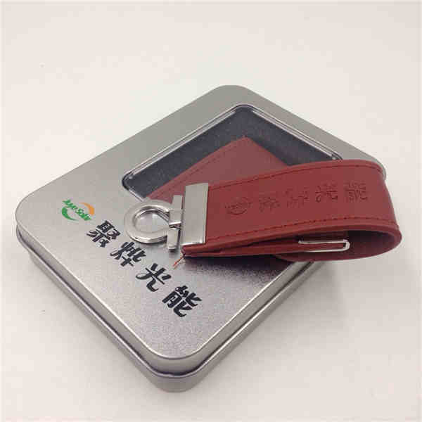 河北涿州聚燁新能源定制鑰匙扣皮套U盤 高檔企業(yè)禮品U盤定制工廠 高檔商務(wù)皮革禮品U盤制作工廠